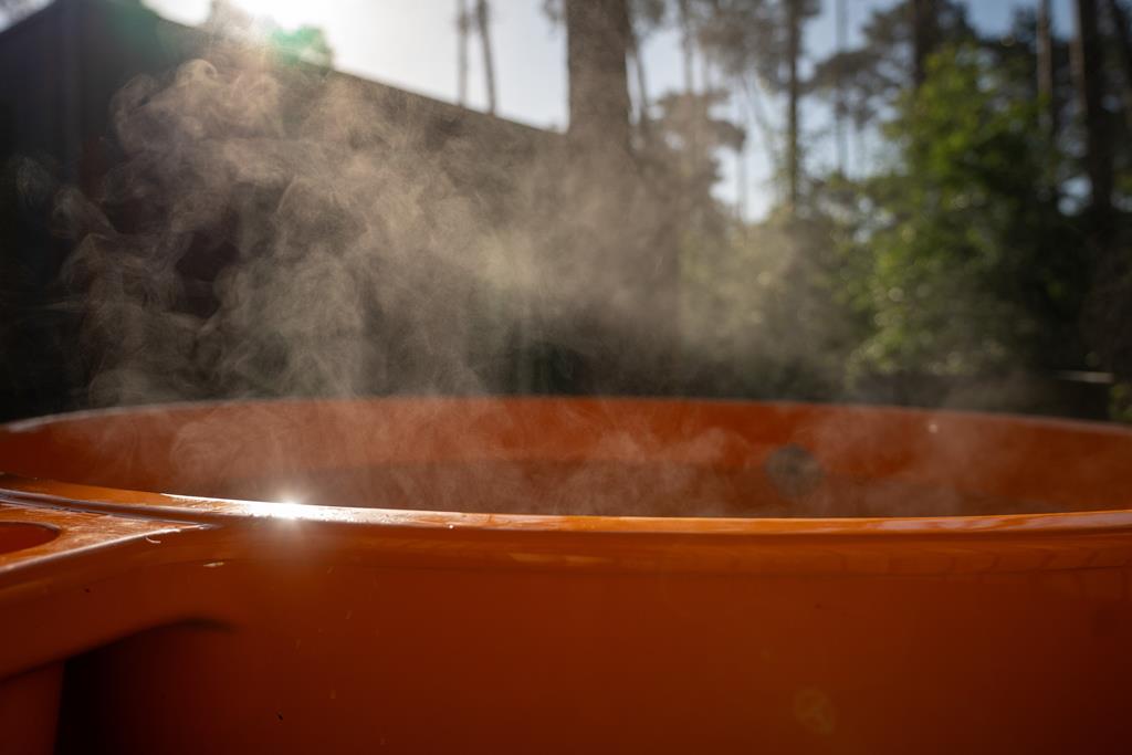 baden in een warm bad buiten